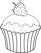 Cupcake coloring page with delicious strawberry